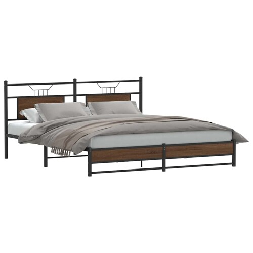 Metalni okvir kreveta bez madraca smeđa boja hrasta 180x200 cm - NOVO
