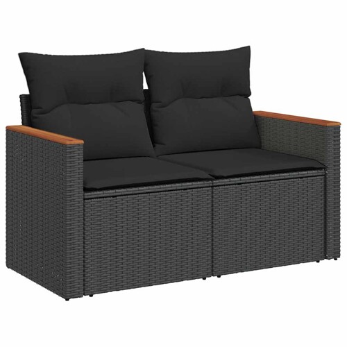 6-dijelni set vrtnih sofa s jastucima crni od poliratana bagrem - NOVO