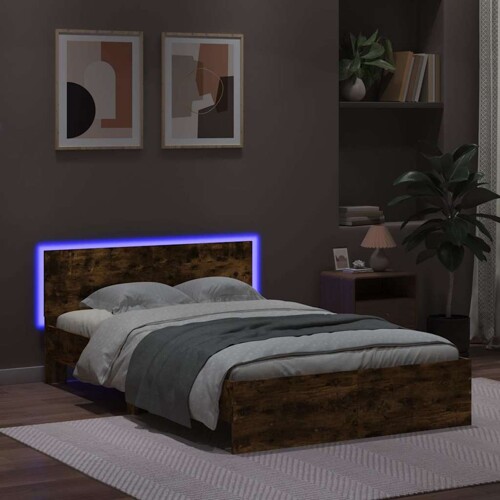 Okvir za krevet s uzglavljem i LED boja hrasta 120x190 cm - NOVO