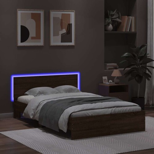 Okvir za krevet s uzglavljem i LED boja hrasta 120x190 cm - NOVO