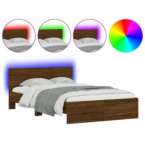 Okvir za krevet s uzglavljem i LED boja hrasta 120x190 cm - NOVO