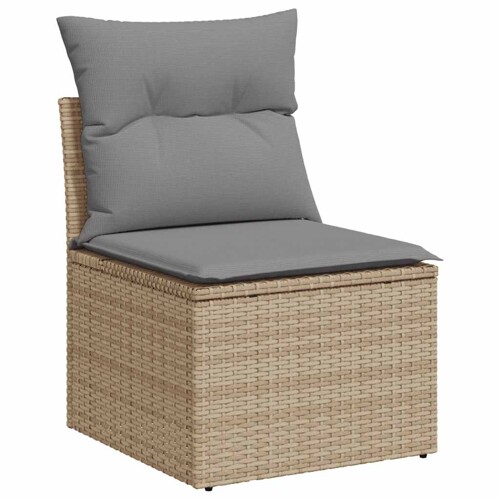 10-dijelni set vrtnih sofa s jastucima bež od poliratana bagrem - NOVO