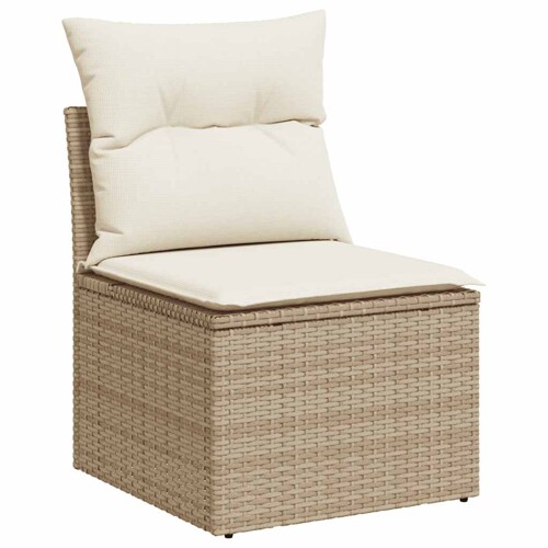10-dijelni set vrtnih sofa s jastucima bež od poliratana bagrem - NOVO