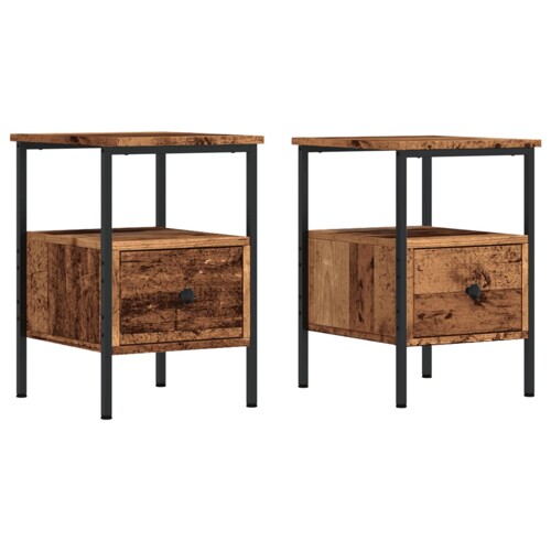 Noćni ormarići 2 kom staro drvo 34x36x50 cm konstruirano drvo - NOVO