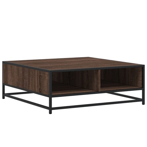Stol za kavu smeđi hrast 80x80x30 cm Konstruirano drvo i metal - NOVO