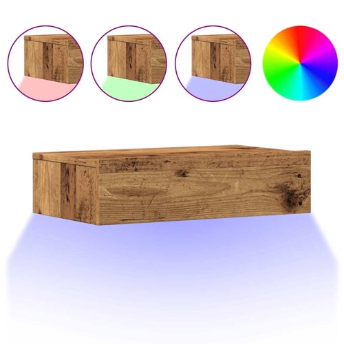 TV ormarić s LED svjetlima staro drvo 60x35x15,5 cm - NOVO