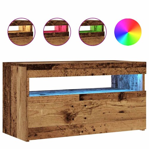 TV ormarić s LED svjetlima staro drvo 75x35x40 cm - NOVO