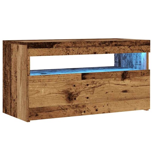 TV ormarić s LED svjetlima staro drvo 75x35x40 cm - NOVO
