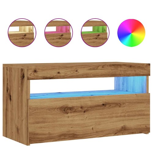 TV ormarić s LED svjetlima Artisan hrast 75x35x40 cm - NOVO