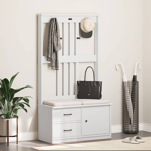 Drvo za dvoranu SANDENS bijelo 87x40x159,5 cm puno drvo bor - NOVO