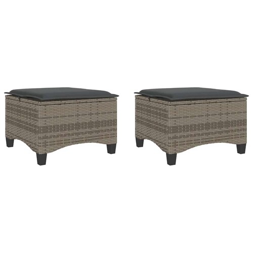 Vrtni tabure s jastucima 2 kom sivi 55x55x36 cm poliratan - NOVO
