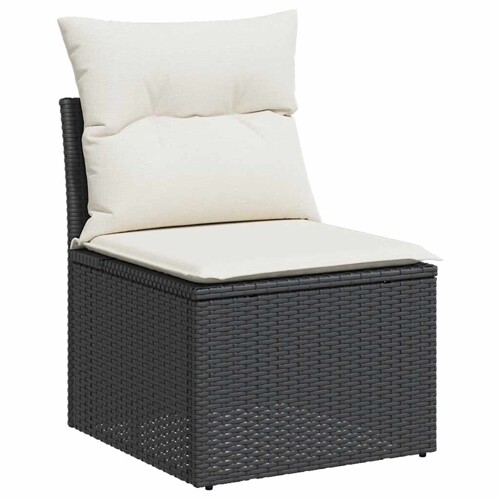 9-dijelni set vrtnih sofa s jastucima crni od poliratana bagrem - NOVO
