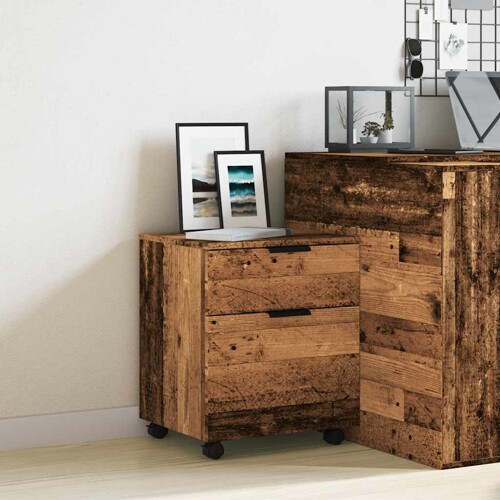 Mobilni ormar za spise s kotačima staro drvo 45x38x54 cm - NOVO