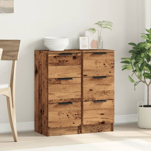 Komoda 2 kom staro drvo 30x30x70 cm konstruirano drvo - NOVO