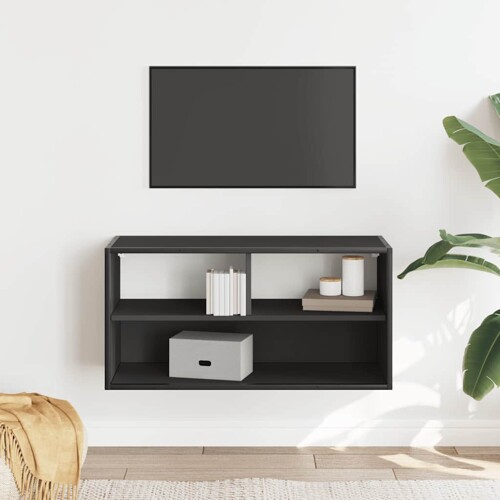 TV ormarić crni 80x31x39,5 cm Konstruirano drvo i metal - NOVO