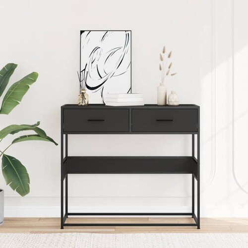 konzolni stol crni 90x35x80 cm konstruirano drvo - NOVO