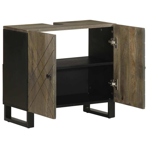 Ormarić za umivaonik crni 62x33x58 cm Puno drvo Mango - NOVO