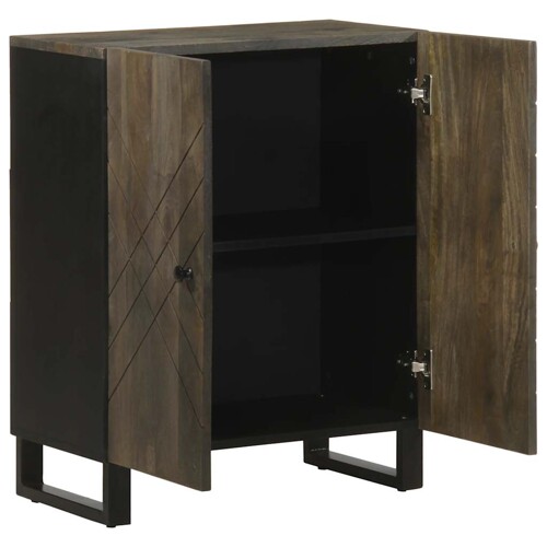 Komoda crna 60x33x75 cm Puno drvo Mango - NOVO