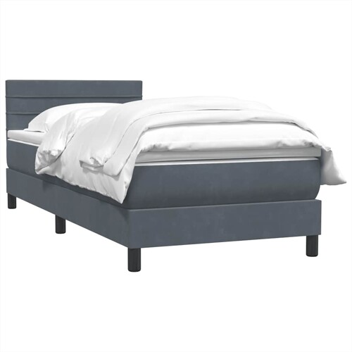 Box Spring krevet s madracem tamno sivi 80x210 cm baršun - NOVO