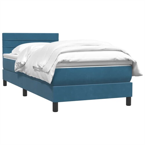 Box spring krevet s madracem tamnoplavi 90x220 cm baršunasti - NOVO