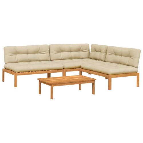 4-dijelni set vrtnih sofa od paleta s jastucima od drva bagrema - NOVO
