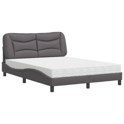 Krevet s madracem sivi 140x200 cm od umjetne kože - NOVO