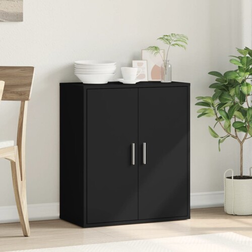 Komoda crna 79x38x80 cm od konstruiranog drva - NOVO