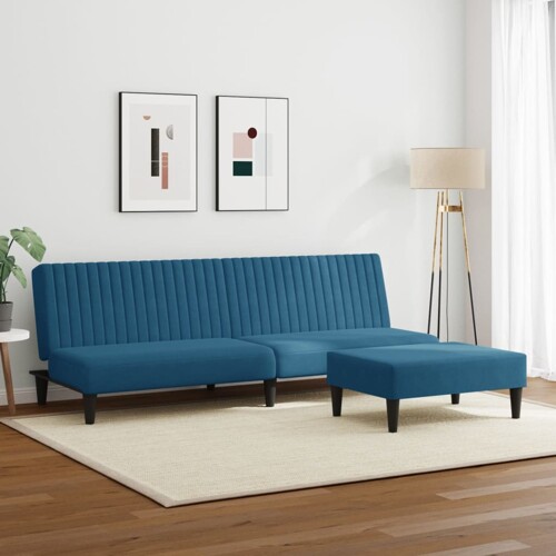 2-dijelni set sofa plavi baršunasti - NOVO