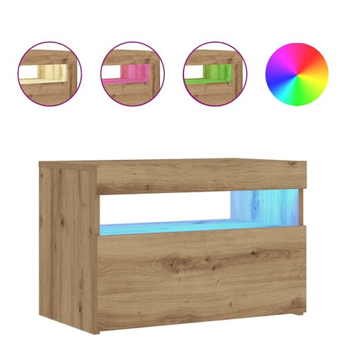 Noćni ormarić s LED svjetlima Artisan hrast 60x35x40 cm - NOVO