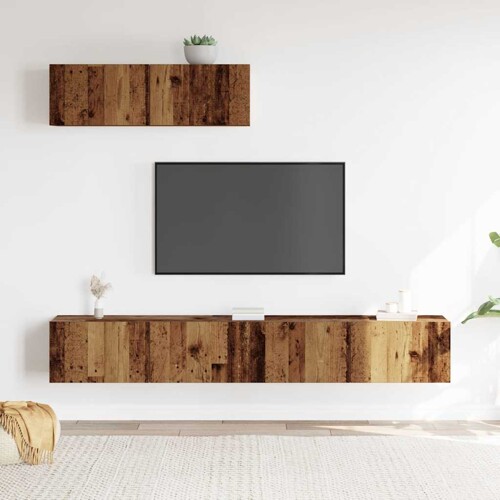 3-dijelni zidni set TV ormarić konstruirano drvo - NOVO