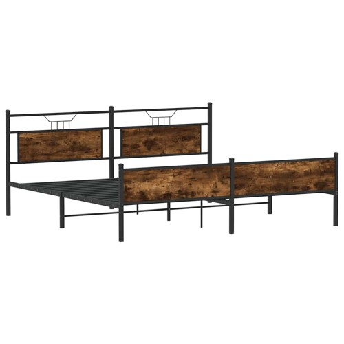 Metalni okvir kreveta bez madraca boja hrasta 200x200 cm - NOVO