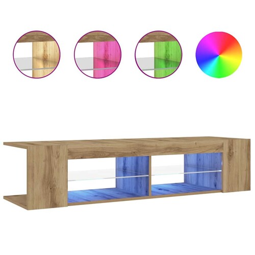 TV ormarić s LED svjetlima Artisan hrast 135x39x30 cm - NOVO