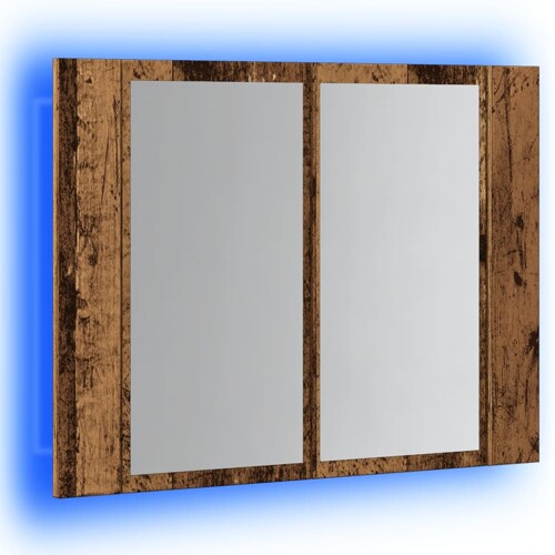 LED ormarić s ogledalom staro drvo 60x12x45cm konstruirano drvo - NOVO