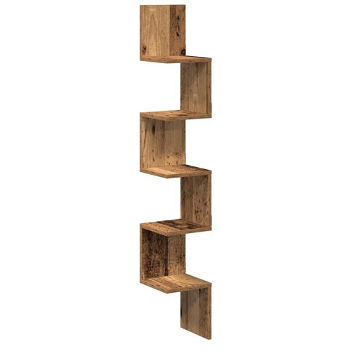 Zidna kutna polica staro drvo 20x20x127,5 cm konstruirano drvo - NOVO
