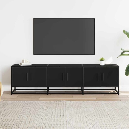 TV ormarić crni 150x35x41 cm Konstruirano drvo i metal - NOVO