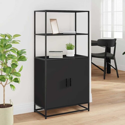 Visoka ploča crna 68x35x139 cm Konstruirano drvo i metal - NOVO
