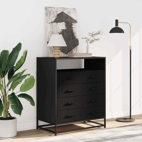 Ormar s ladicama crni 70x41x83,5 cm izrađeno drvo - NOVO