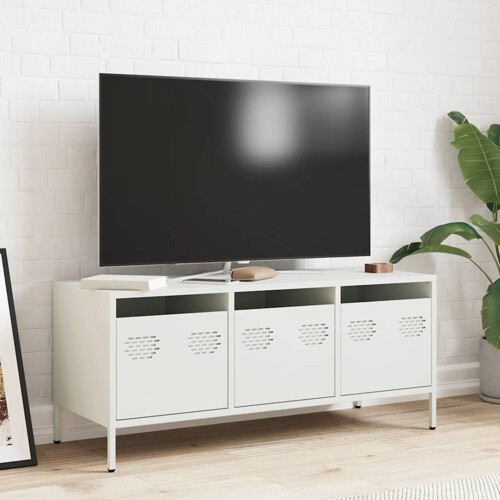 TV ormarić bijeli 101,5x39x43,5 cm hladno valjani čelik - NOVO