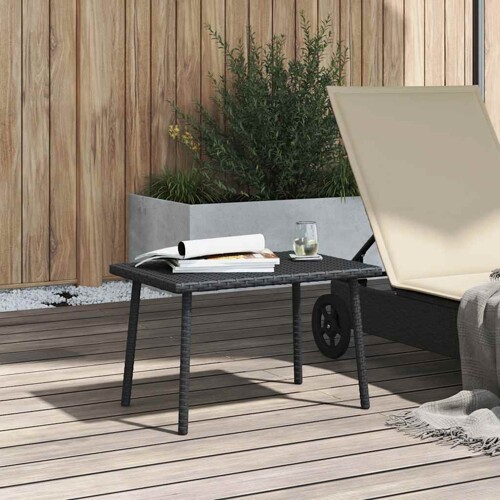 Vrtni stolić za kavu pravokutni crni 60x40x37 cm poliratan - NOVO
