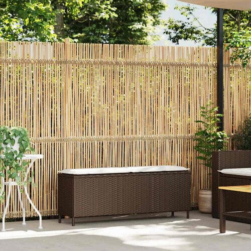 Vrtna klupa s jastukom smeđa 110x30x40,5 cm poliratan - NOVO