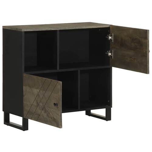 Komoda crna 80x33x75 cm Puno drvo Mango - NOVO