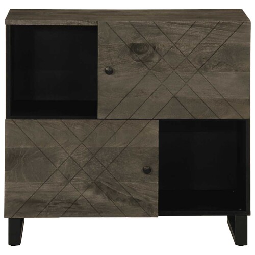 Komoda crna 80x33x75 cm Puno drvo Mango - NOVO