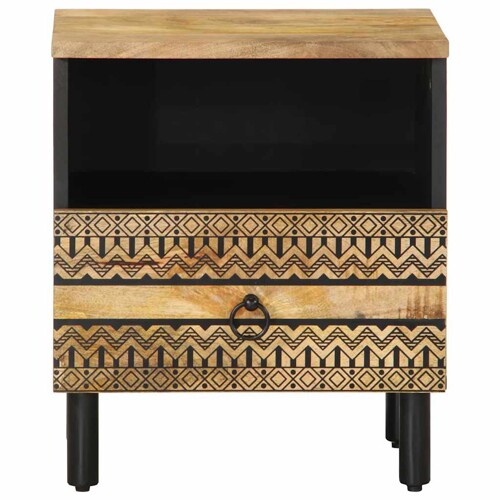 Krevetni ormarić crni 40x33x46 cm Puno grubo drvo Mango - NOVO