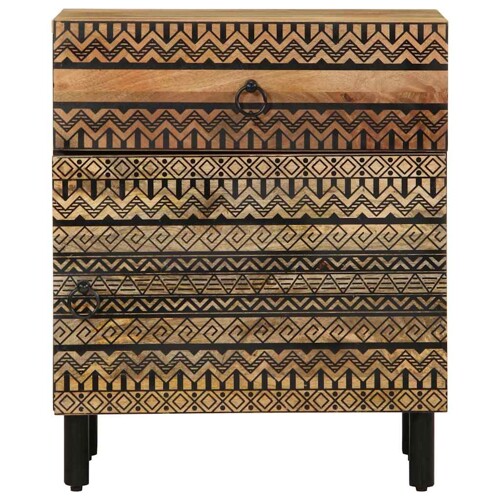 Krevetni ormarić crni 50x33x60 cm Puno grubo drvo Mango - NOVO