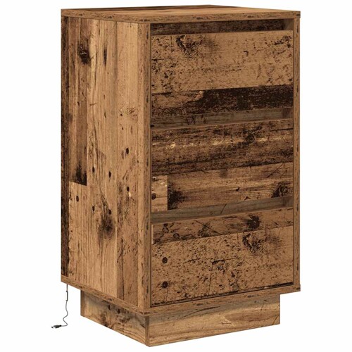 Noćni ormarić s LED svjetlima boja drva 38x34x65 cm - NOVO