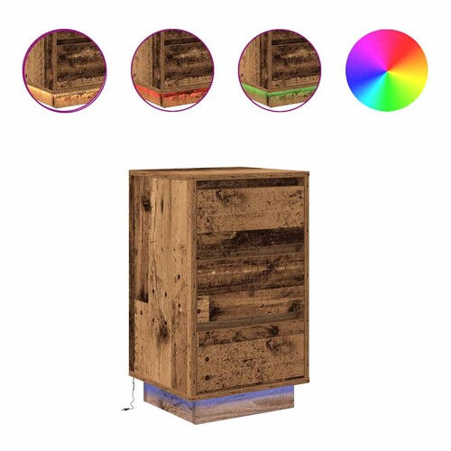 Noćni ormarić s LED svjetlima boja drva 38x34x65 cm - NOVO