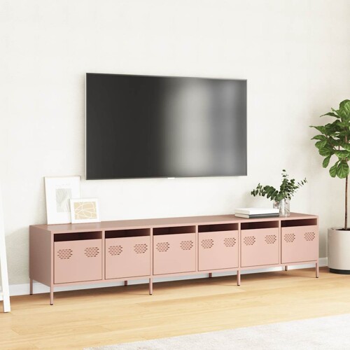 TV ormarić ružičasti 202x39x43,5 cm hladno valjani čelik - NOVO