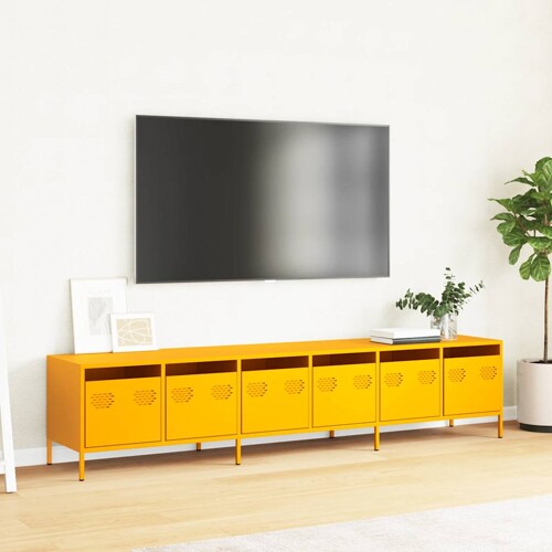 TV ormarić senf žuta 202x39x43,5 cm hladno valjani čelik - NOVO
