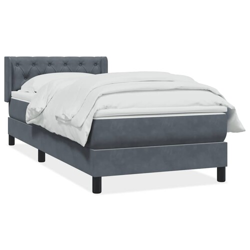 Box Spring krevet s madracem tamno sivi 80x210 cm baršun - NOVO