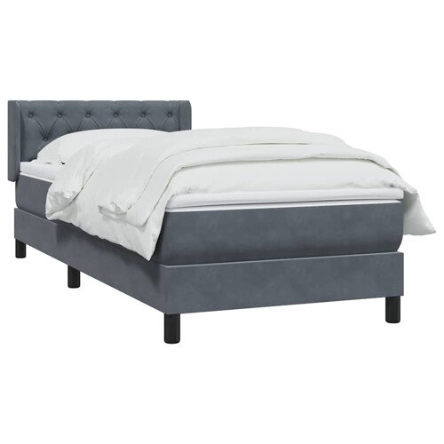Box Spring krevet s madracem tamno sivi 80x210 cm baršun - NOVO